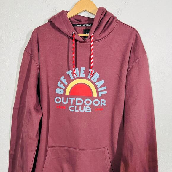 Vans Outdoor Club Long Sleeve Sweatshirt Hoodie Maroon Hooded Casual - XXL - Picture 2 of 5
